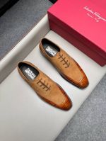Ferragamo Brown calfskin Leather Shoes-Ferragamo Man Business Leather Shoes